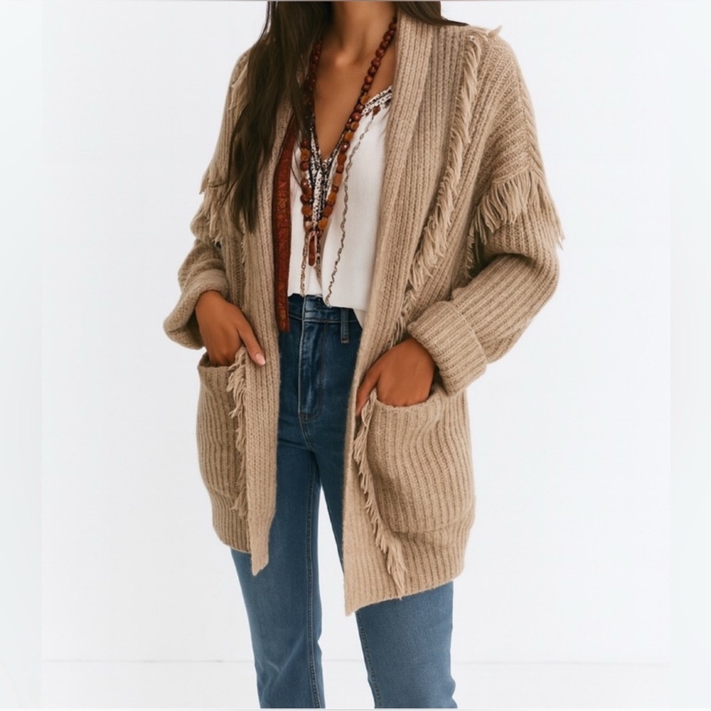 Anthropologie Amanza Sweater with Fringe Details